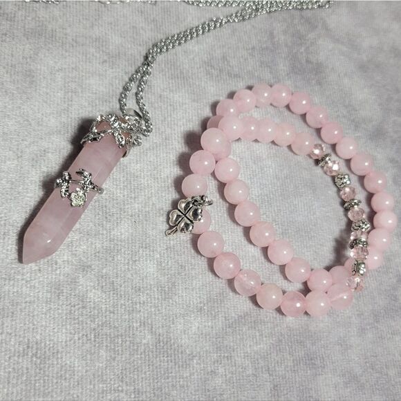 Galilea Rose Quartz Pendant and Bracelets - Picture 13 of 16
